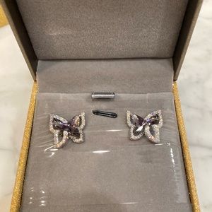 Butterfly earrings silver purple